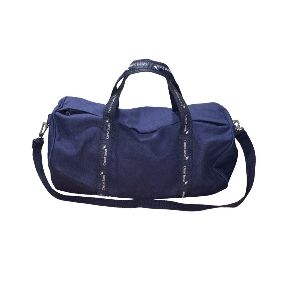 Credit Suisse Navy Blue Canvas Overnight Weekender Duffle Banker Bag